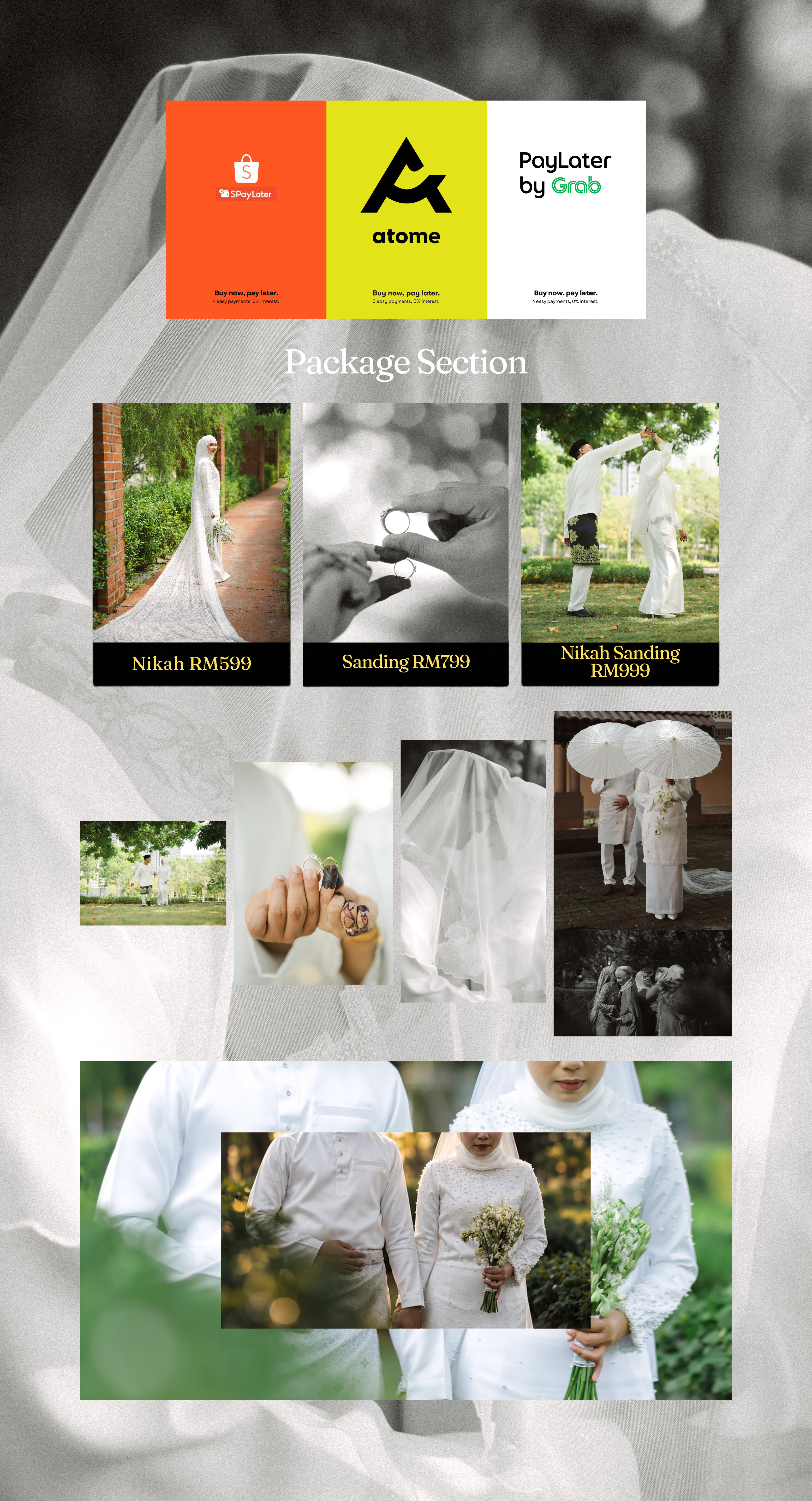 Poster pakej perkahwinan Great Vibes Studio — Nikah, Sanding dan Nikah Sanding.